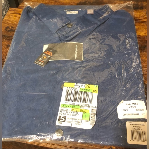 Van Heusen Big & Tall Men’s Wrinkle Resistant Short Sleeve Button Down XLT - Picture 5 of 11